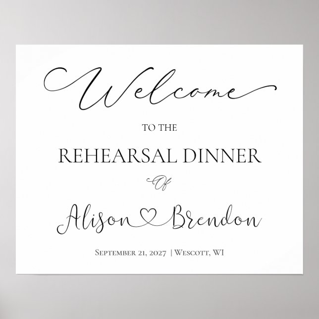 Poster Pancarte de bienvenue pour dîner de répétition cla (Devant)