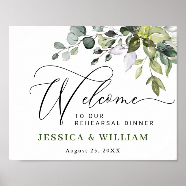 Poster Pancarte de bienvenue pour dîner de répétition élé (Devant)