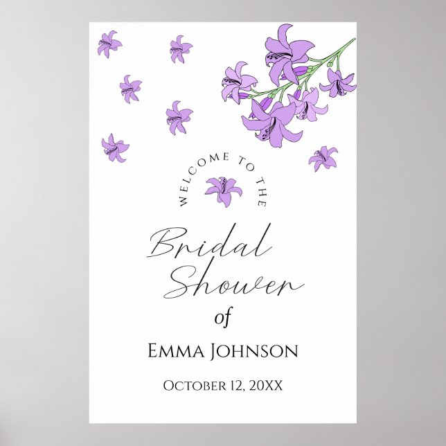 Poster Pancarte de bienvenue pour la douche de mariage au (Devant)
