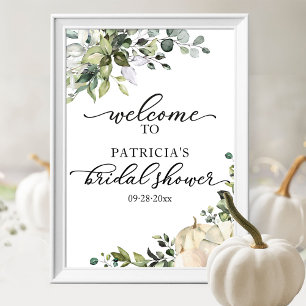 Poster Pancarte de bienvenue pour mariage avec citrouille