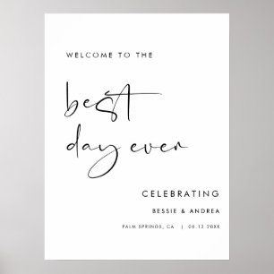 Poster Pancarte de bienvenue pour mariage Meilleur Jour d