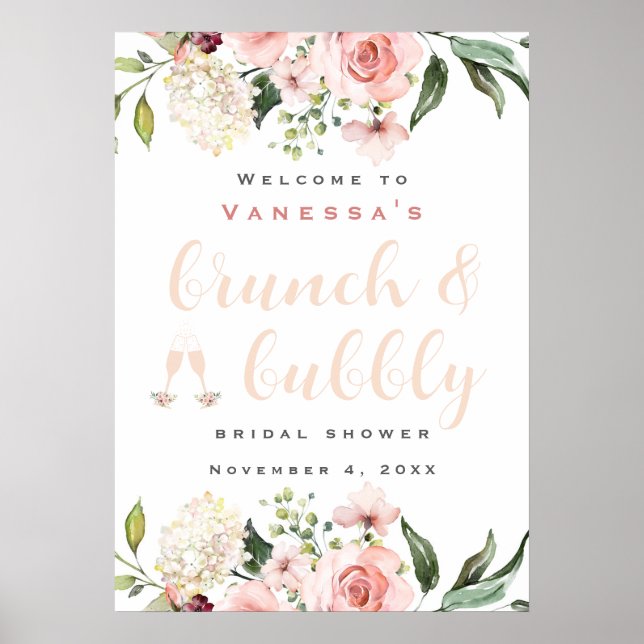 Poster Pancarte de bienvenue pour un mariage Brunch et Bu (Devant)