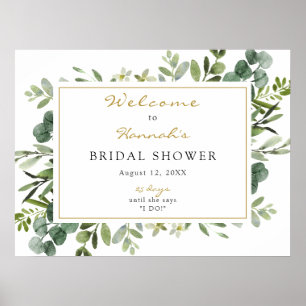 Poster Pancarte de bienvenue pour une baby shower Eucalyp