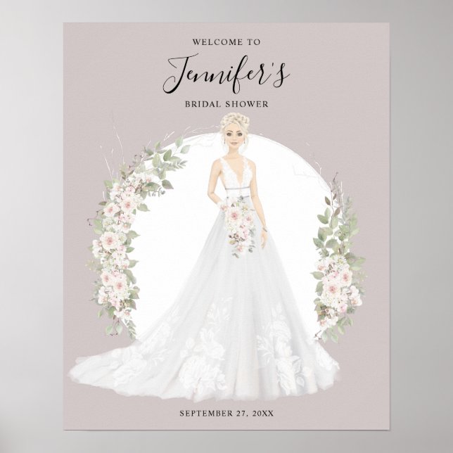 Poster Pancarte de bienvenue pour une fête prénuptiale de (Devant)