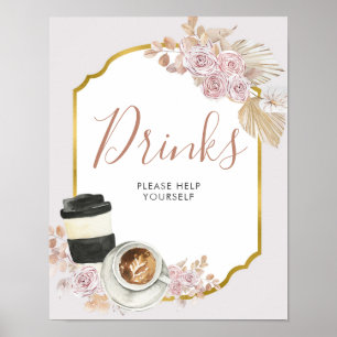 Poster Pancarte de Boho Love is Brewing pour les boissons