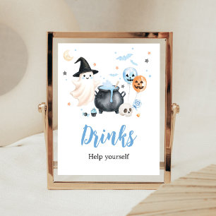 Poster Pancarte de boissons Little Boo Blue Ghost