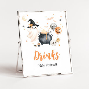 Poster Pancarte de boissons Little Boo fantôme orange