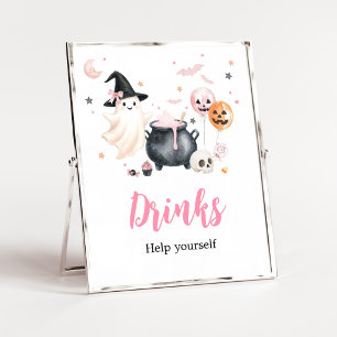 Poster Pancarte de boissons Little Boo fantôme rose