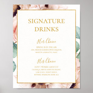 Poster Pancarte de boissons signatures du jardin floral r