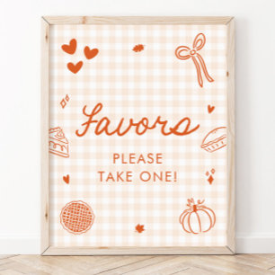 Poster Pancarte de cadeaux Citrouille Gingham Automne Ché