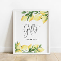 Pancarte de cadeaux de douche de mariage de citron