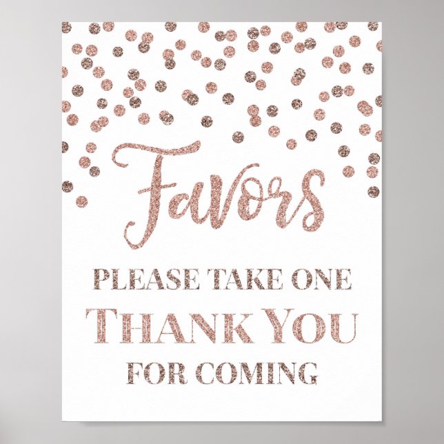 Poster Pancarte de cadeaux de fête bébé en rose gold conf (Devant)