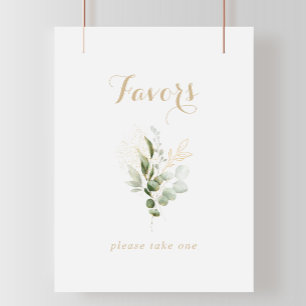 Poster Pancarte de cadeaux de sage verdure eucalyptus or