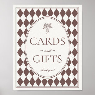 Poster Pancarte de cartes et cadeaux à carreaux arlequin