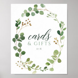 Poster Pancarte de cartes et cadeaux de mariage à la verd