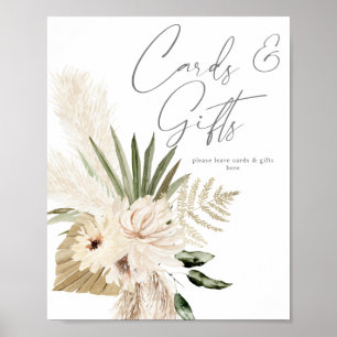 Poster Pancarte de cartes et cadeaux floraux beige et pam