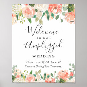 Poster Pancarte de cérémonie de mariage non branchée Fleu