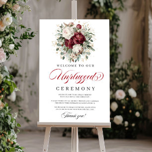 Poster Pancarte de cérémonie débranchée Burgundy Blush Mo