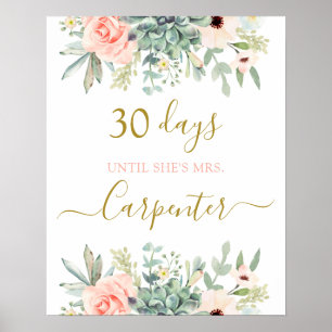 Poster Pancarte de compte à rebours de succulentes pour d