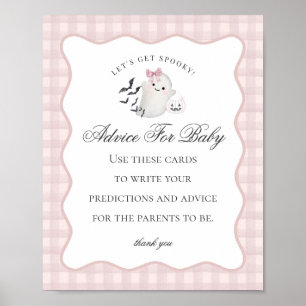 Poster Pancarte de conseils pour bébé fantôme pastel rose