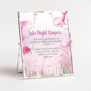 Poster Pancarte de couche pour la nuit sous la mer rose