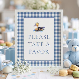 Poster Pancarte de faveur de douche bébé Canard Gingham B