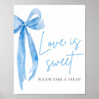 Pancarte de faveur de nœud bleu poussiéreux Love i