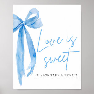 Poster Pancarte de faveur de nœud bleu poussiéreux Love i