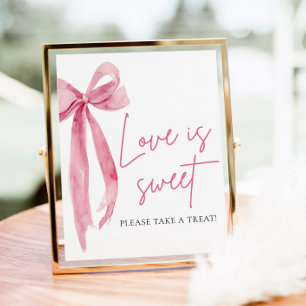 Poster Pancarte de faveur de ruban rose pâle L'amour est