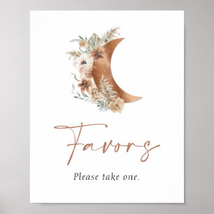 Poster Pancarte de faveurs florales Boho Over the moon