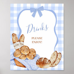 Poster Pancarte de fête de boissons à carreaux gingham bl