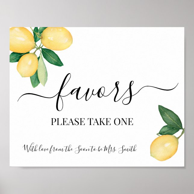 Poster Pancarte de Fête de Mariage Citrons Faveurs de Mar (Devant)