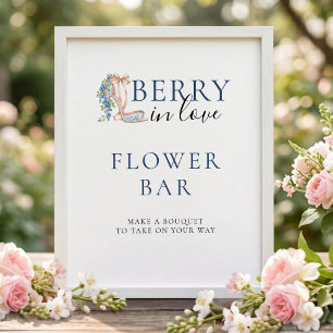Poster Pancarte de Fête de Mariage Fleur de Baie de Myrti