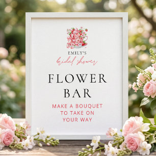 Poster Pancarte de Fête de Mariage Fleur de Tasse à Thé à