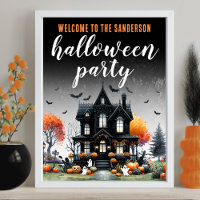 Pancarte de fête d'Halloween pour maison hantée po