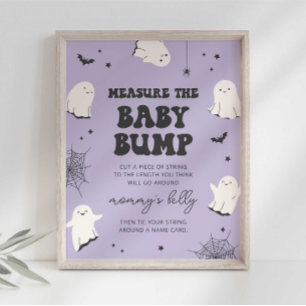 Poster Pancarte de fête prénatale Little Boo Measure Bump