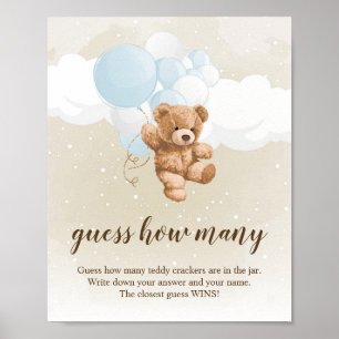 Poster Pancarte de fête prénatale Ourson Neutre