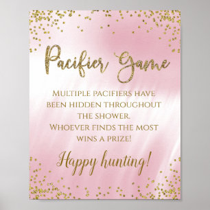 Poster Pancarte de jeu de baby shower pour tétine en or r