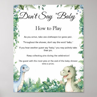 Poster Pancarte de jeu pour Baby Shower 'Dinosaur Don't S