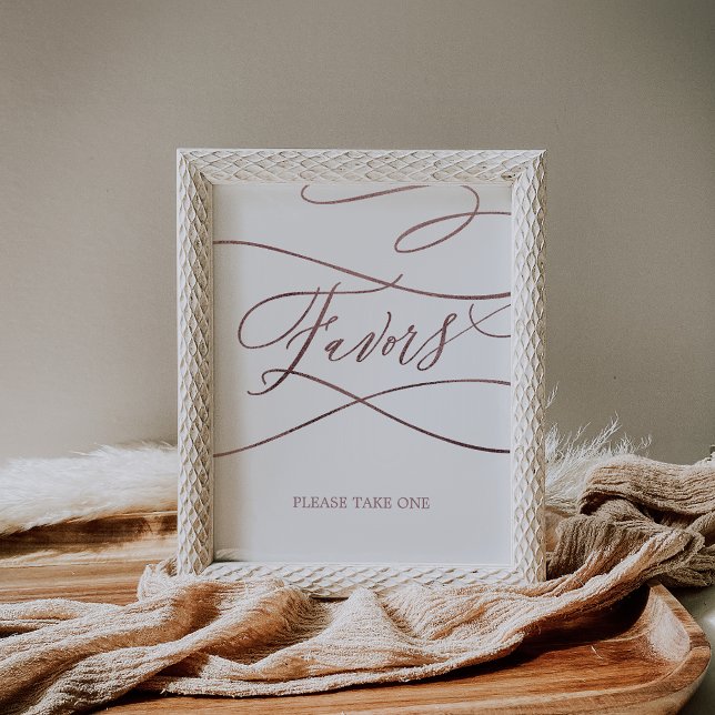 Poster Pancarte de mariage à calligraphie en or rose roma (Créateur téléchargé)