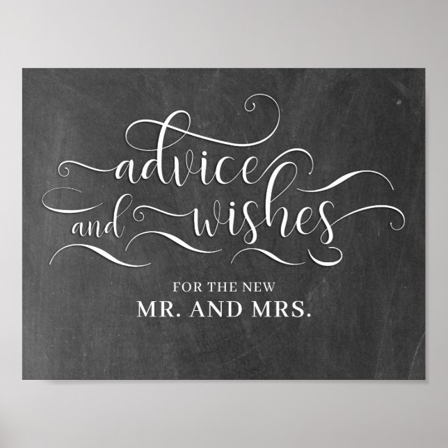 Poster Pancarte de mariage avec conseils et vœux (Devant)