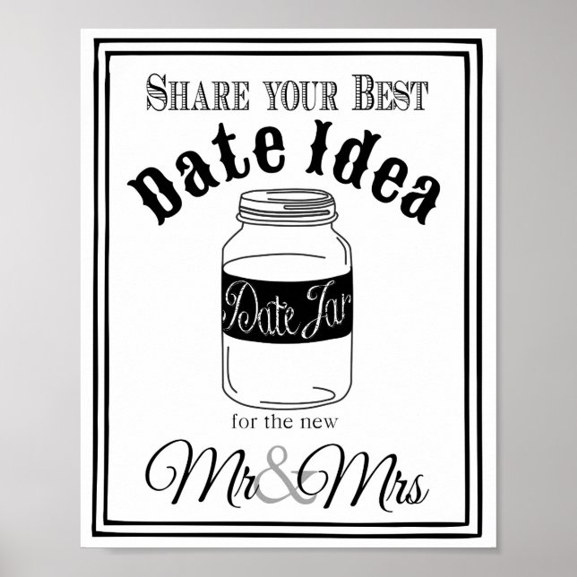 Poster Pancarte de mariage avec un pot de date (Devant)
