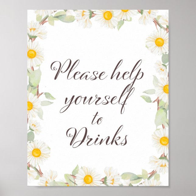 Poster Pancarte de mariage | Baby Shower thème Daisy de p (Devant)