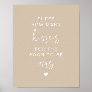 Poster Pancarte de mariage beige Boho INDIE Devinez combi