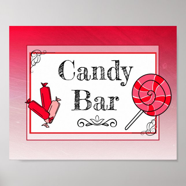 Poster Pancarte de mariage bonbons rouge (Devant)