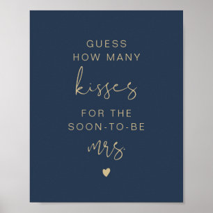 Poster Pancarte de mariage 'CAITLIN Navy Guess How Many K