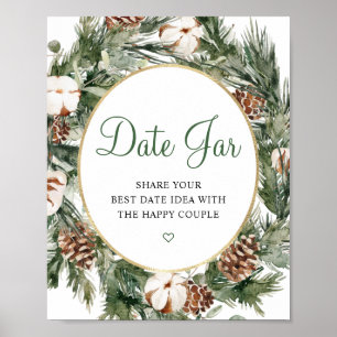 Poster Pancarte de mariage de la Saint-Valentin en pin d'