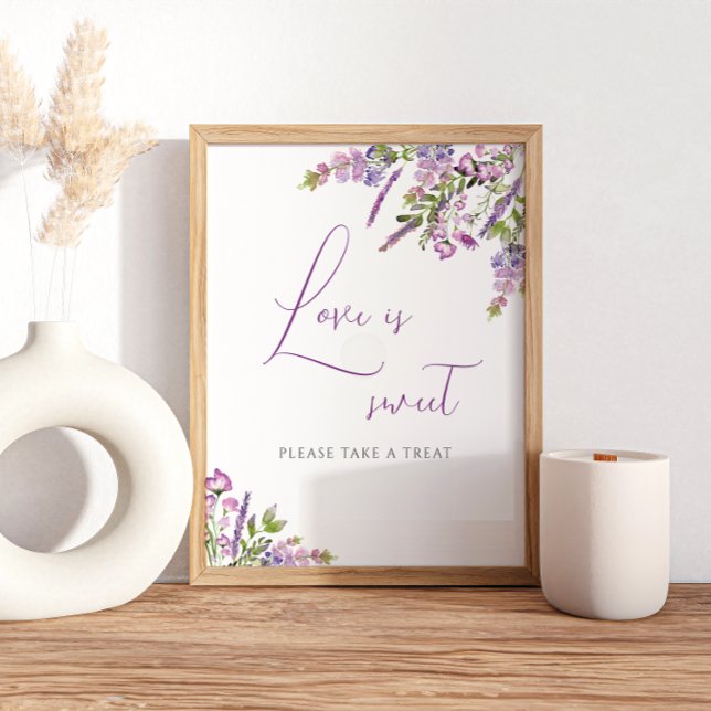 Poster Pancarte de mariage douce amour lilas rustique (Créateur téléchargé)