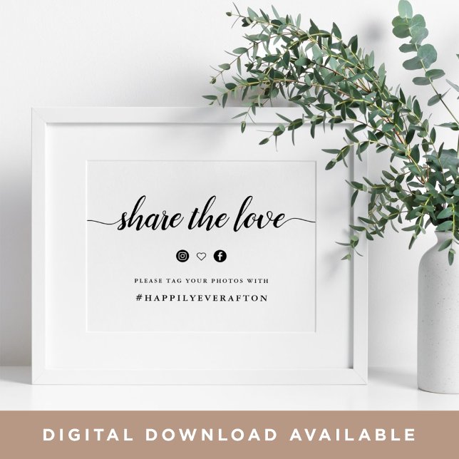 Poster Pancarte de mariage en calligraphie noir et blanc  (Créateur téléchargé)