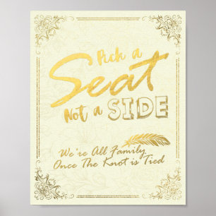 Poster Pancarte de mariage en écriture dorée Choisissez u